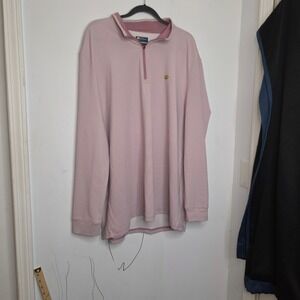Jack Nicklaus Mens XXL Mauve White Striped Quarter Zip Golf Pullover Golden Bear